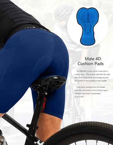 Miniatura 4 de Bikewa Ropa interior de ciclismo para hombre, con acolchado 3D, con bolsillos laterales
