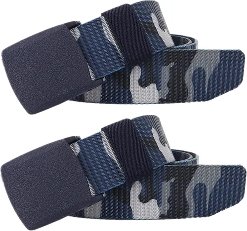 Miniatura 8 de Cinturón para hombre, cinturón táctico militar de nailon con hebilla sin metal, paquete de 2 Camuflaje verde y camuflaje caqui