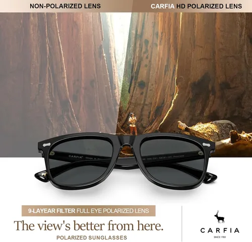 Miniatura 15 de CARFIA Lentes de sol polarizados cuadrados para hombre, protección UV400, acetato retro, hechos a mano, hechos a mano