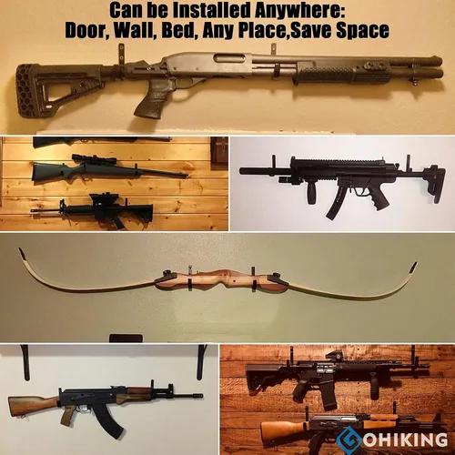 Miniatura 7 de GOHIKING Perchero de almacenamiento para rifles, ganchos para escopeta, ganchos de montaje en pared para cualquier rifles, escopetas, arco de tiro