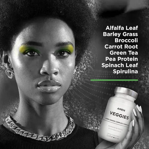 Miniatura 6 de Amen Veggies, Suplemento de vitaminas diarias de verduras, mezcla vegana de verduras y cápsulas multivitamínicas de verduras crudas integrales
