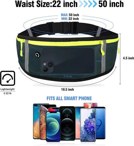 Miniatura 5 de BOYATU Riñonera para correr con cinturón: cintura delgada para mujeres y hombres, bolsa de entrenamiento ajustable para teléfono, bolsa de cintura