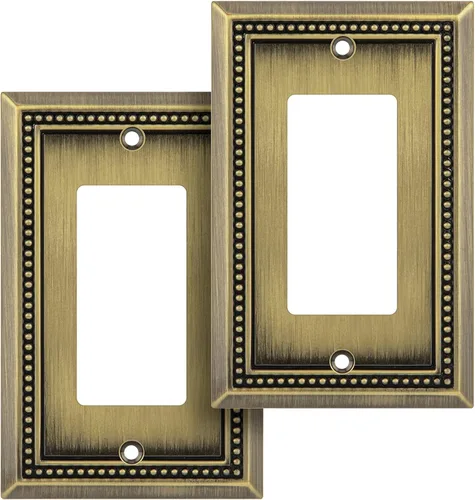 Miniatura 117 de Henne Bery Sunken Pearls - Placa de pared decorativa resistente para interruptor, cubierta para tomacorrientes (doble dúplex, níquel satinado)