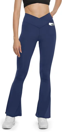 Miniatura 54 de HEGALY Pantalones de yoga acampanados para mujer, leggings cruzados, suaves, de cintura alta, pantalones casuales de entrenamiento con corte de bota