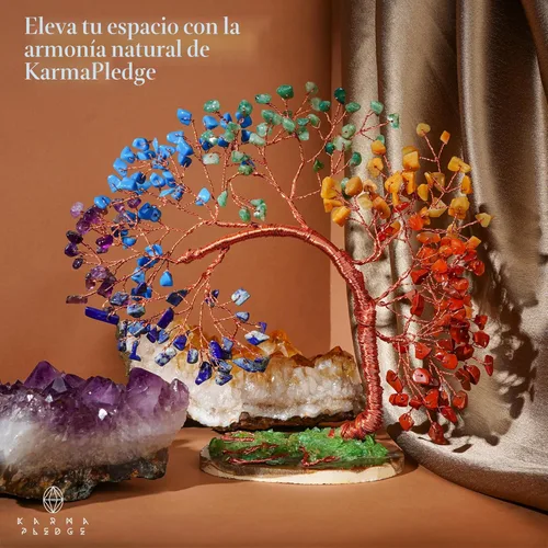 Miniatura 4 de Árbol de la vida de cristal curativo de 7 chakras para decoración, hecho a mano, con cristales y piedras curativas de Reiki, para energía positiva