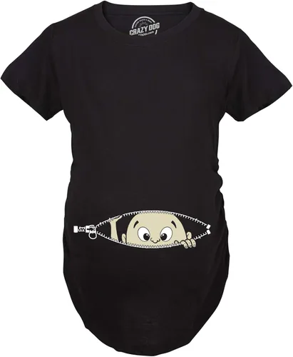 Miniatura 2 de Remera para futura mamá, con diseño simpático de bebé asomándose. Remera simpática para futura mamá.