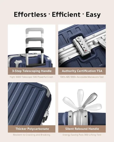 Miniatura 8 de LUGGEX Equipaje sin cremallera con marco de aluminio - Eleva tu viaje, Azul oscuro, Conjunto de equipaje azul con marco de aluminio, sin cremallera