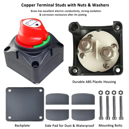 Miniatura 2 de Interruptor maestro de desconexión de batería, 12 V-48 V, impermeable, interruptor de apagado de encendido y apagado, 275 amperios de alta corriente
