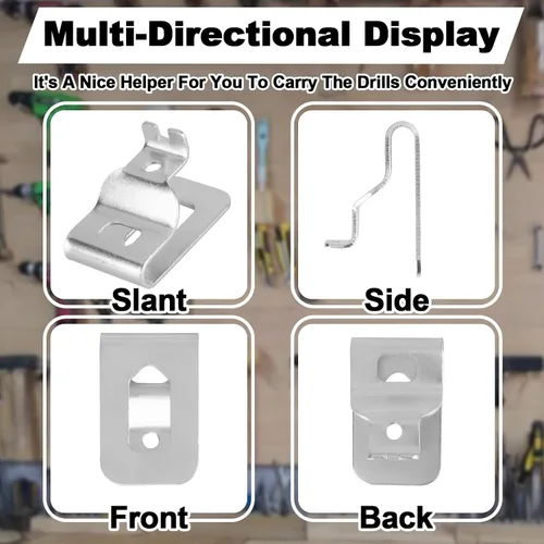 Miniatura 5 de Clips de cinturón de acero inoxidable para Dewalt - Juego de 10 ganchos para herramientas de taladro con tornillos para Dewalt N268241, compatibles