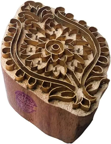 Miniatura 30 de Sello de Arcilla de Madera con Patrón de Loto de Latón para Impresión Rural BSCtag001