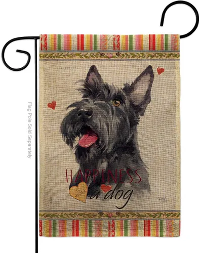 Bandera de arpillera de arpillera para perro, perro, perro, terrier, felicidad, animales, cachorro, pata arruinada, piel canina, mascota,