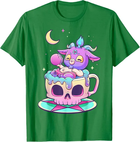 Miniatura 58 de Kawaii Pastel Goth Cute espeluznante Pentáculo Baphomet - Camiseta de cabra, Negro