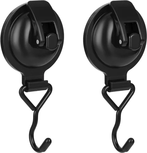 Miniatura 16 de Colgador de corona, chapado en negro, pulido con súper succión para ventanas de vidrio, cocina, baño y baño, paquete de 6, plástico ABS