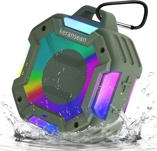 Miniatura 11 de Altavoz Bluetooth para Ducha, Altavoces Bluetooth Portátiles IPX7 Impermeables para Ducha Inalámbricos, Altavoz al Aire Libre con Luces, Negro