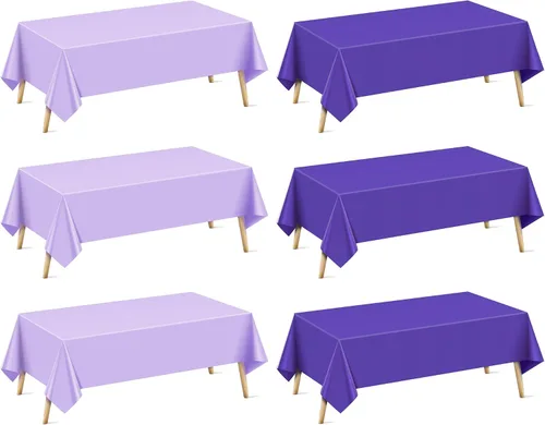 Miniatura 53 de Mantel rectangular de la serie azul y verde, 4 piezas, 54 x 72 pulgadas, color sólido, impermeable y a prueba de derrames, mantel de plástico