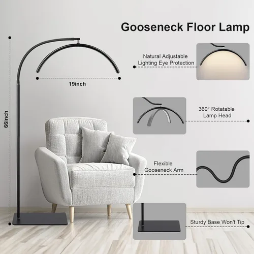 Miniatura 5 de Lámpara LED de pie Half Moon – Lámpara profesional sin sombras para técnicos de pestañas, esteticistas y artistas del tatuaje Control remoto
