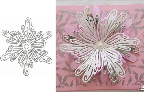 hinana Marco de flores de encaje troquelado de metal, plantillas de corte de fondo de flores para bricolaje, álbumes de recortes, fotos, papel