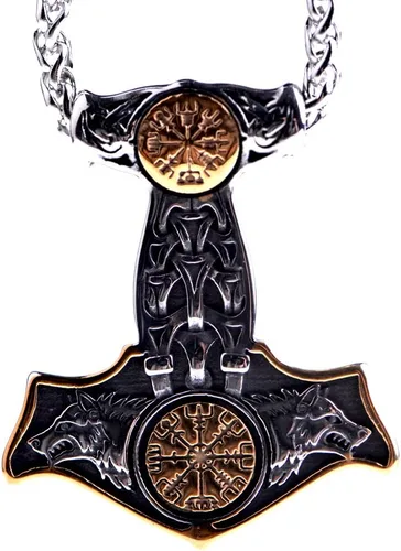 Miniatura 2 de Collar de martillo de Thor vikingo nórdico Mjolnir para hombre, joyería de talismán