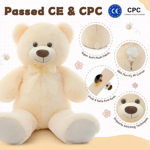Miniatura 7 de MorisMos Oso de Peluche Gigante Animal de Peluche 3 pies, 36 pulgadas, Oso de Peluche Grande para Decoración de Baby Shower, Animal de Peluche