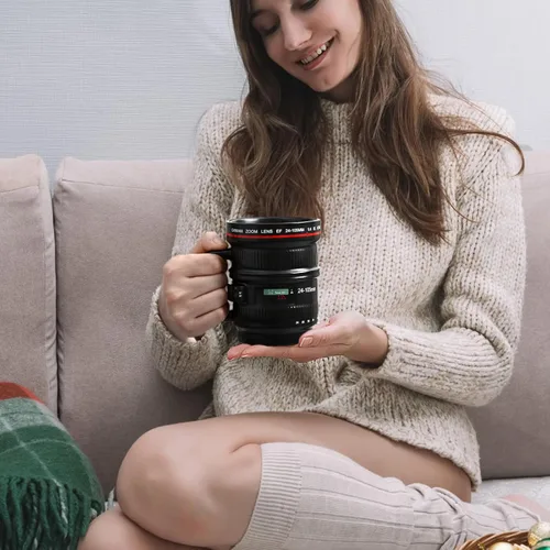 Miniatura 7 de Cabtnca Taza de café con lente de cámara de 16 onzas, regalos de fotografía geniales para fotógrafos de Navidad, divertida taza de café de cerámica