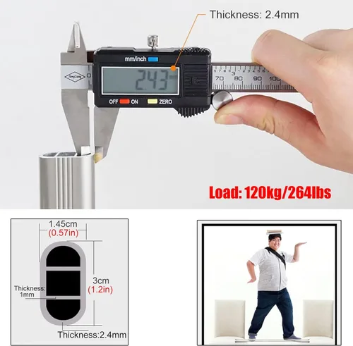 Miniatura 3 de Barra de ropa comercial de metal de 0.094 in de grosor, montaje en pared, resistente, moderno, para dormitorio, baño, armario, boutique, tienda