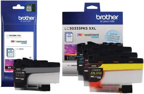 Brother LC3033BK, LC30333PKS - Juego de cartuchos de tinta de alto rendimiento negro/cian/magenta/amarillo genuino, LC3033