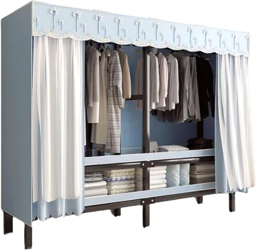 Miniatura 12 de Armarios grandes plegables de 0.984 in/1 pulgada de tubo de acero para ropa, estantes de almacenamiento para dormitorio, armario grande portátil