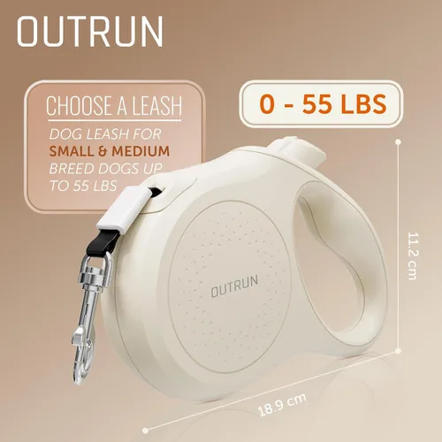 Miniatura 7 de OUTRUN Correa retráctil para perro de 16.5 pies para caminar hasta 55 libras, cinta de nailon fuerte sin enredos, bloqueo de freno resistente