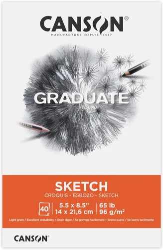 Canson Bloc de bocetos para graduados, plegable, 5.5 x 8.5 pulgadas, 40 hojas | Papel de artista para adultos y estudiantes