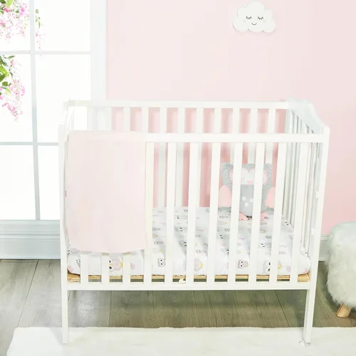 Miniatura 3 de Paquete de 2 sábanas de colchón n Play, 100% algodón percal, suaves, portátiles, para cuna, para niñas con búhos/corazones y diseño rosa sólido