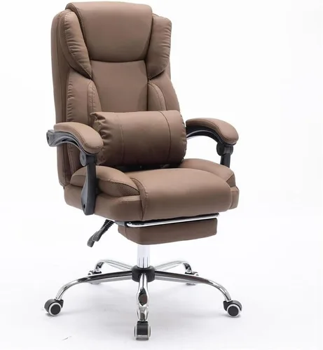 Miniatura 5 de Big and Tall Office Chair Heavy Duty Ergonomic Executive Desk Chair High Back PU Leather Computer Swivel Chair with Thick Padded Seat for Home White
