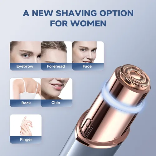 Miniatura 3 de Depilación facial para mujeres, recortadora de cejas facial, afeitadora facial 2 en 1, afeitadora facial sin dolor para labios, mentón, vello facial