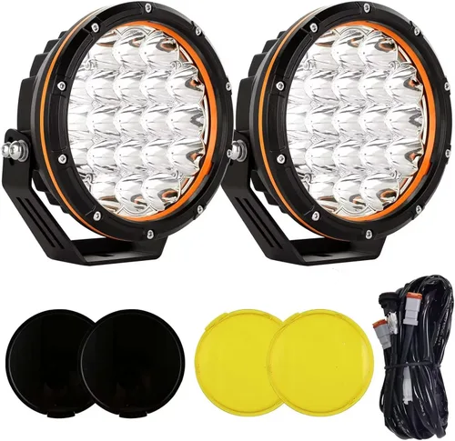 7 pulgadas 2 piezas de luces LED todoterreno 210 W 32000 lúmenes de cobertura ámbar súper brillante 12 V 24 V con arnés de cableado para camioneta