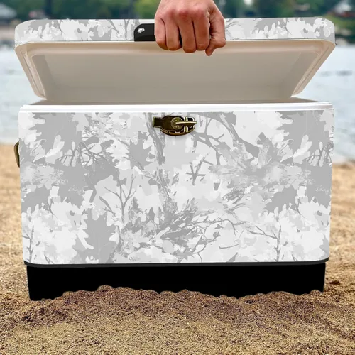 Miniatura 6 de FSE Enfriador de Metal de Lados Duros de 54 Cuartos / 80 Latas, Camuflaje Gris y Negro de Dos Tonos, Enfriador de Bebidas Duradero para Exteriores