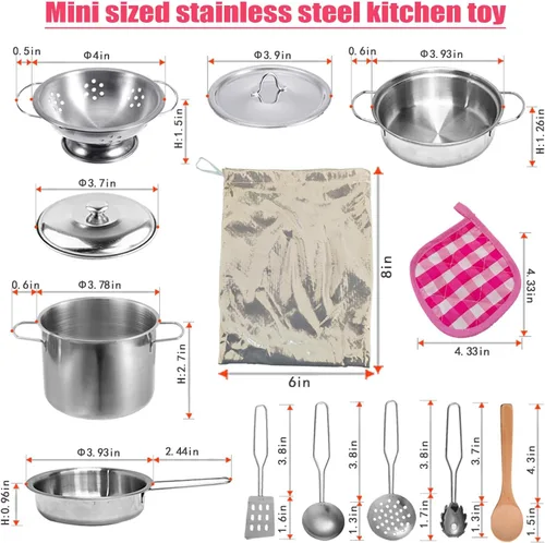 Miniatura 6 de Mini ollas y sartenes de juguete para niños, juego de cocina de simulación, utensilios de cocina, juguetes de cocina, mini utensilios de cocina