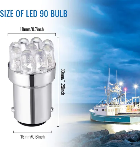 Miniatura 2 de Honoson 4 bombillas LED 90 1004 de repuesto LED marino BA15D bombilla LED para luces de navegación de barcos, luces de anclaje de barco, luces