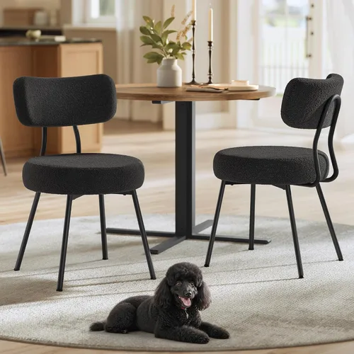 Miniatura 10 de VASAGLE Sillas de Comedor Boucle Juego de 4, Sillas Tapizadas de Cocina y Comedor con Respaldo Curvado y Marco de Acero, Modernas de Mediados