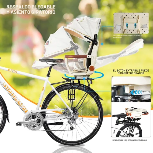 Miniatura 4 de XIEEIX Asiento trasero de bicicleta para niños, asientos de bicicleta para niños montados en la parte trasera, asiento infantil de montaje trasero