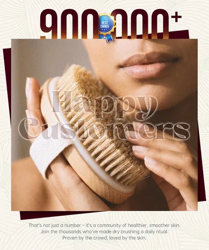 Miniatura 7 de POPCHOSE Cepillo de cepillado en seco para el cuerpo, cepillo exfoliante de cerdas naturales para piel seca, cepillo corporal para una piel