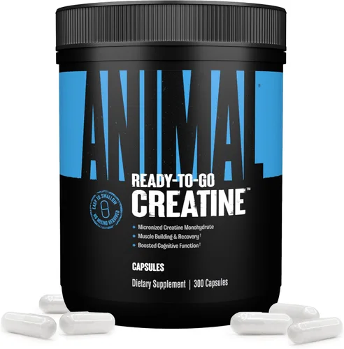 Animal Cápsulas de Monohidrato de Creatina Micronizada - 300 Cápsulas, 2500mg por Porción para Apoyar el Crecimiento Muscular, Resistencia,