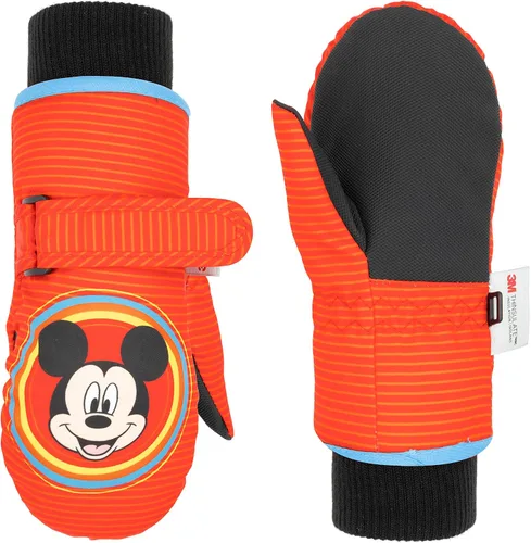 DISNEY Mickey Mouse - Mitones para niños de 2 a 4 años, guantes impermeables para niños, guantes de nieve de Mickey Kids, guantes Thinsulate 3M