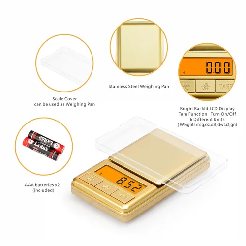 Miniatura 3 de UNIWEIGH Mini báscula de bolsillo de 3.53 oz/0.00 oz, báscula digital de gramos con tapa, pequeña escala de onzas de viaje para alimentos, hierbas