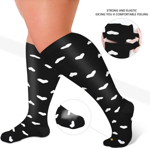 Miniatura 2 de Diu Life 3 pares de calcetines de compresión de talla grande para mujeres y hombres, pantorrilla ancha, soporte extra alto hasta la rodilla