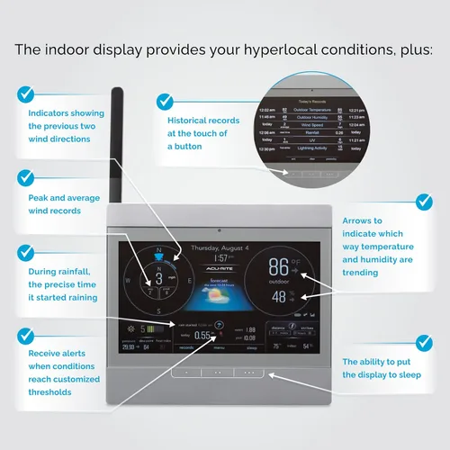 Miniatura 2 de AcuRite Atlas Home Estación meteorológica Pantalla de alta definición para temperatura, humedad, velocidad del viento, dirección del viento, Gris