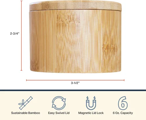 Miniatura 4 de Totally Bamboo Salero – Caja de sal de madera con tapa magnética para almacenamiento en encimera, capacidad de 6 onzas Bambú