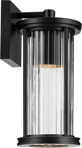 Miniatura 4 de Kichler Barras 59022BKDS - Aplique de pared aprobado por DarkSky para exteriores de 11.5 pulgadas con cristal acanalado transparente en negro