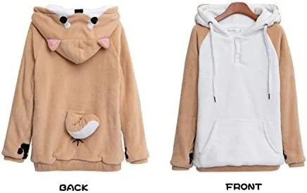 Miniatura 4 de Coriresha - Sudadera con capucha para niños estilo perro con orejas de perro en 3D y cola de perro manga larga