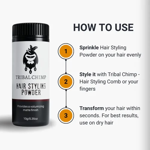 Miniatura 7 de Tribal Chimp Polvo para peinar el cabello, voluminizador de cabello invisible durante todo el día y polvo de textura para hombres y mujeres, polvo
