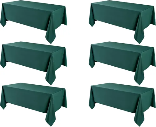 Miniatura 32 de Manteles rectangulares de 60 x 120 pulgadas, paquete de 2 manteles negros para 6 pies, lavables, decorativos, de lino y poliéster, para mesa