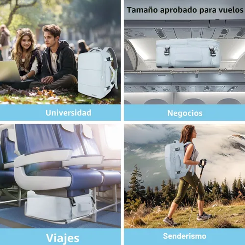 Miniatura 8 de Taygeer Mochila de Equipaje de Mano, Mochila de Viaje de 35 Litros para Mujeres Aprobada por Aerolíneas, Bonita Bolsa de Viaje para Artículos Azul